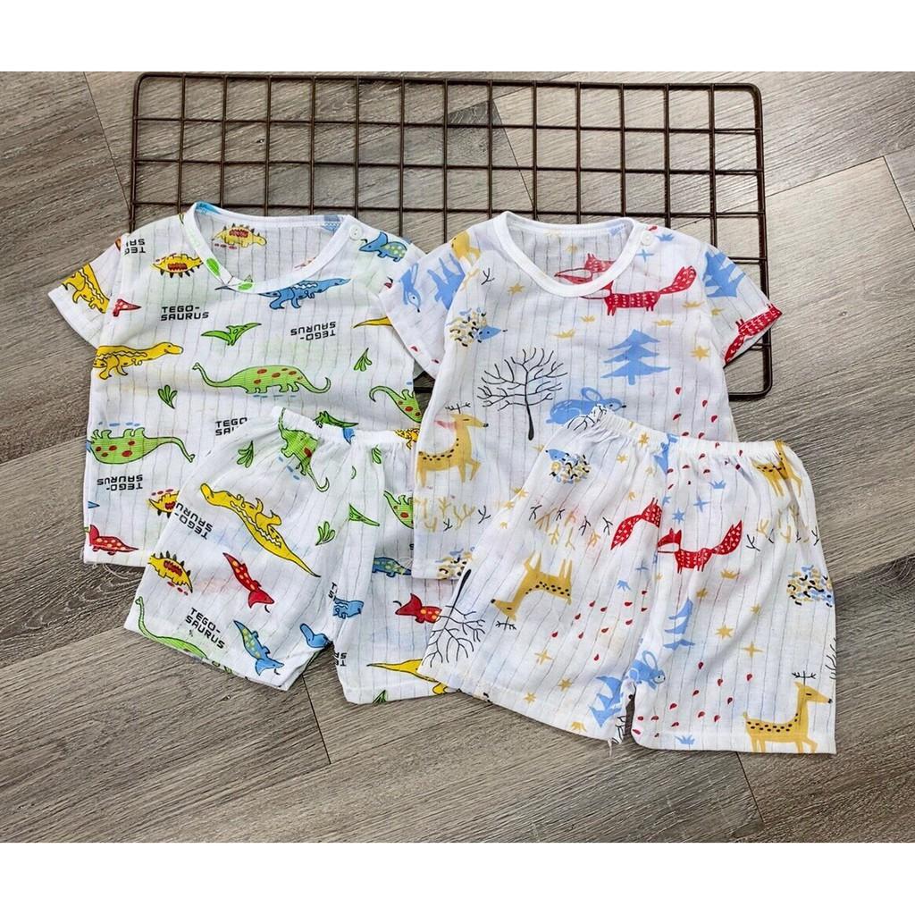 Đồ Bộ Mặc Nhà Cộc Tay Cho Bé Trai Bé Gái Chất Cotton Giấy Mềm Mát - Quần Áo Trẻ Em Cho Bé Sơ Sinh 3-14kg