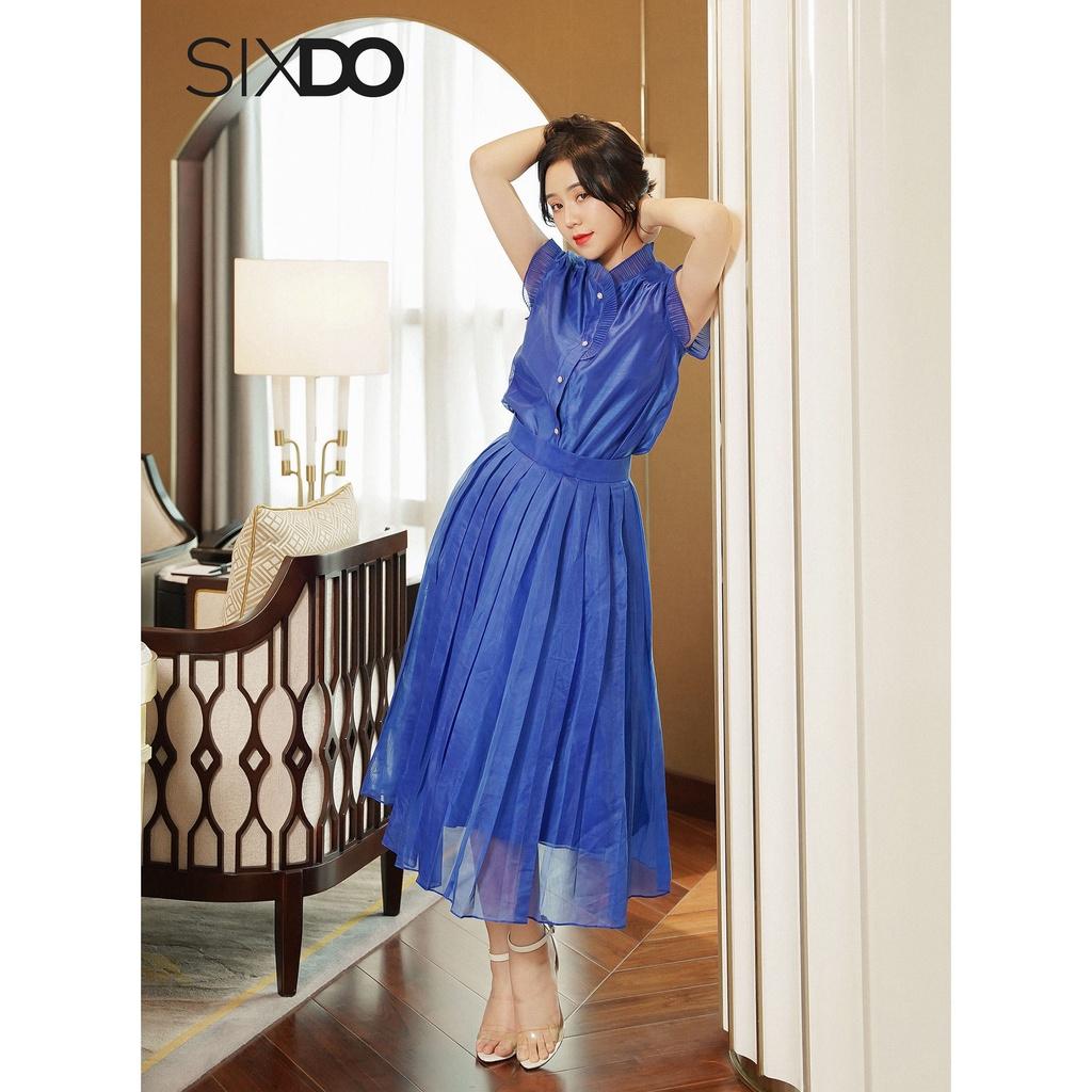 Chân váy tơ oganza xếp ly SIXDO