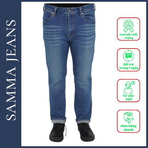 Quần Jean slim straight NAM Q10 màu xám Đen, Quần bò Nam Ôm Đứng, Chất vải co giãn Cao Cấp, Trẻ Trung | Samma Jeans - Xanh đen