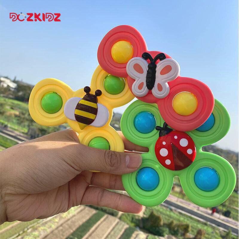 Đồ chơi trẻ em- Set 3 chong chóng hình cánh hoa và động vật (có miếng hút dán) - DOZKIDZ