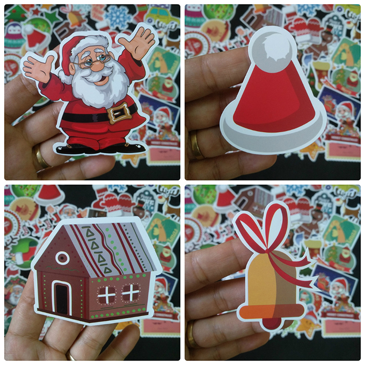 Bộ Sticker dán cao cấp chủ đề NOEL GIÁNG SINH - Dùng dán Xe, dán mũ bảo hiểm, dán Laptop