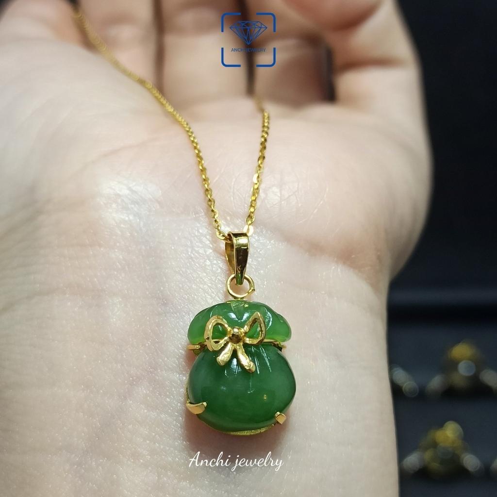 Mặt dây chuyền túi tiền n.g.ọ.c bích phong thủy - tài lộc - hanh thông, Anchi jewelry