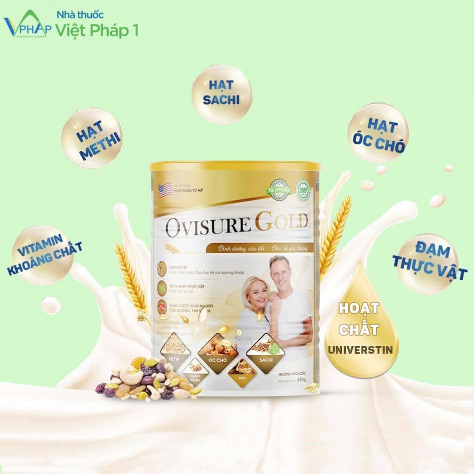 Sữa Hạt Xương Khớp Ovisure Gold Hộp 650g - Hỗ Trợ Sức Khỏe Xương Khớp, giúp nuôi dưỡng và bảo vệ sụn khớp, xương khớp, hấp thụ tốt. chính hãng