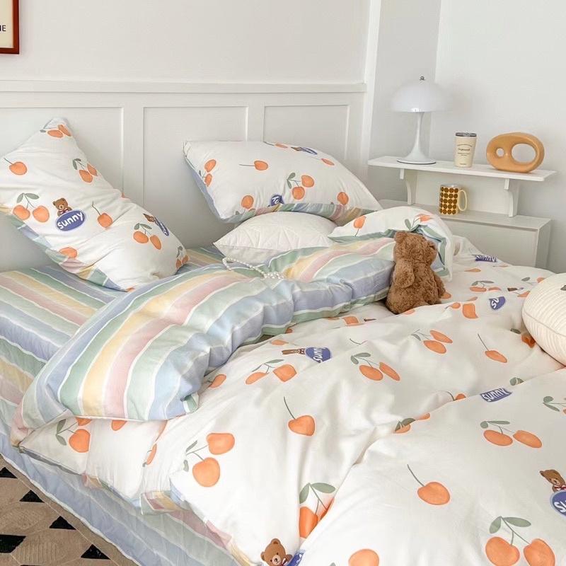 Set Cotton Living 100%cotton Hàng Nhập Khẩu Cao Cấp 4 Món Quả Cherry