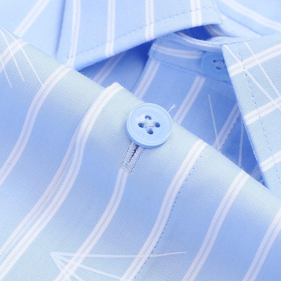 Áo sơ mi nam ngắn tay ARISTINO phom Slim fit vừa vặn, họa tiết xanh kẻ trắng trẻ trung, thời thượng - ASS337S2