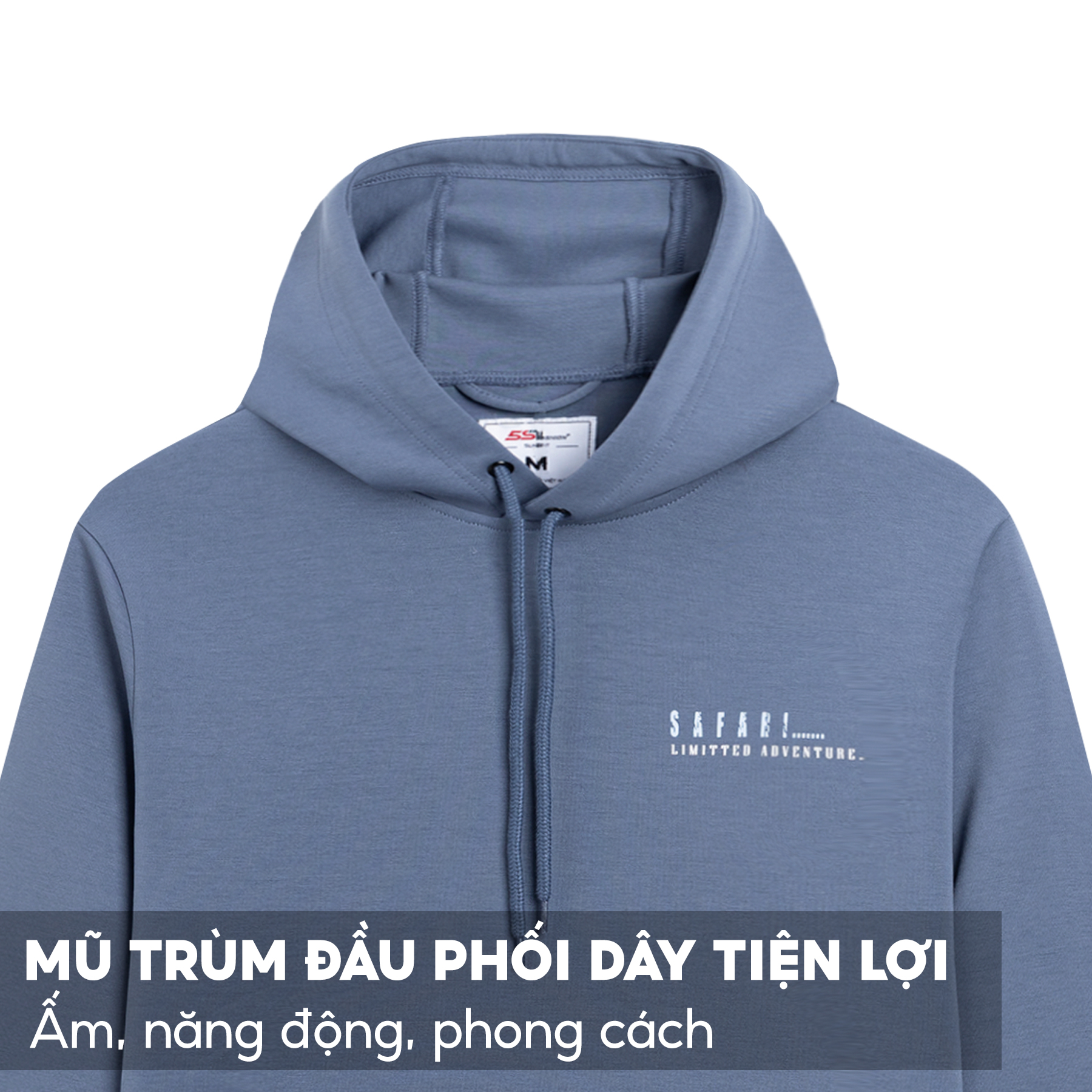 Áo HOODIE Nam 5S SAFARI, Chất Liệu Supima Cotton Siêu Dày Dặn, Âm, Co Giãn, Thiết Kế In Năng Động, Trẻ Trung (ANO22020)