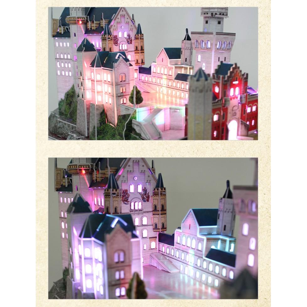 Mô hình giấy 3D - Led lâu đài cổ tích Đức - Neuschwanstein castle (L174h)