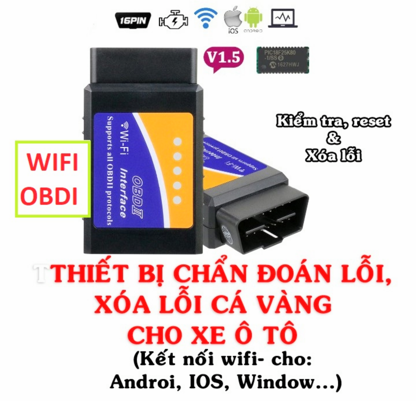 HỘP CHÍP BÁO LỖI XÓA LỖI CHUẨN ĐOÁN LỖI TRÊN XE HƠI ÔTÔ WIFI CẮM CỔNG OBD2 ELM327 TIỆN DỤNG HÀNG CHUẨN CHẤT LƯỢNG