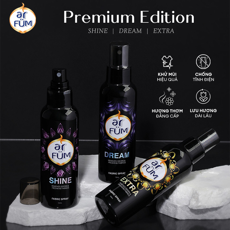 Xịt thơm quần áo hương nước hoa cao cấp arFUM lưu hương lâu, khử mùi hiệu quả