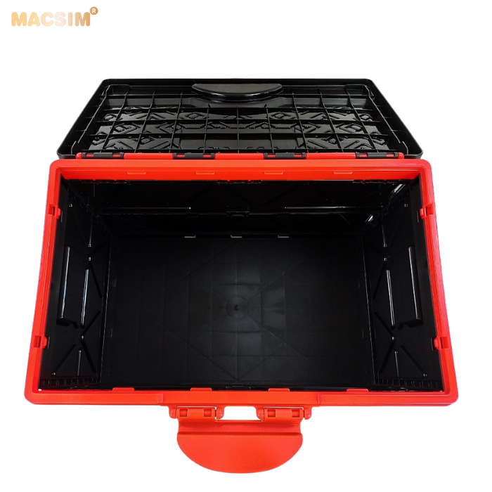 Hộp đựng đồ 48l đen pha đỏ xếp gọn kích thước 50cm x 32cm x 31cm - hộp đựng đồ trong cốp ô tô nhãn hiệu Macsim chất liệu PP cao cấp