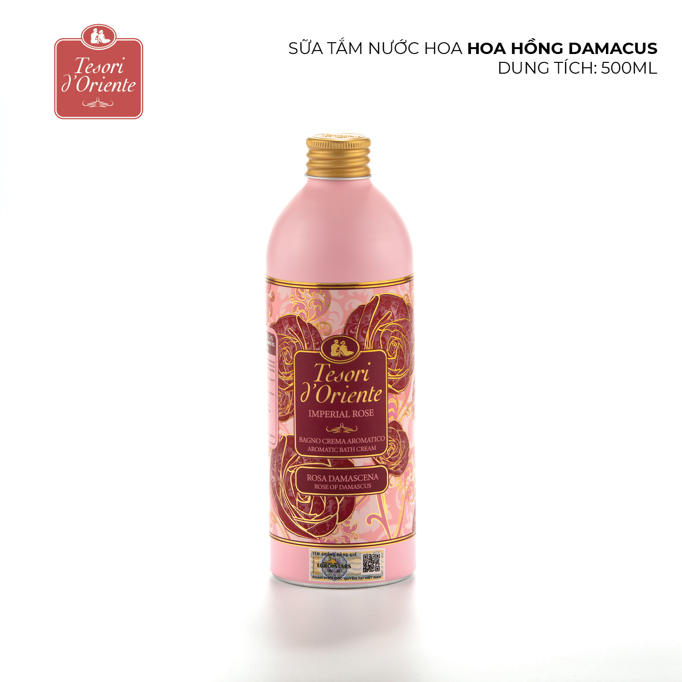 Sữa tắm hương nước hoa Ý Tesori d’Oriente Hoa hồng Damascus - Rose of Damascus 500ml