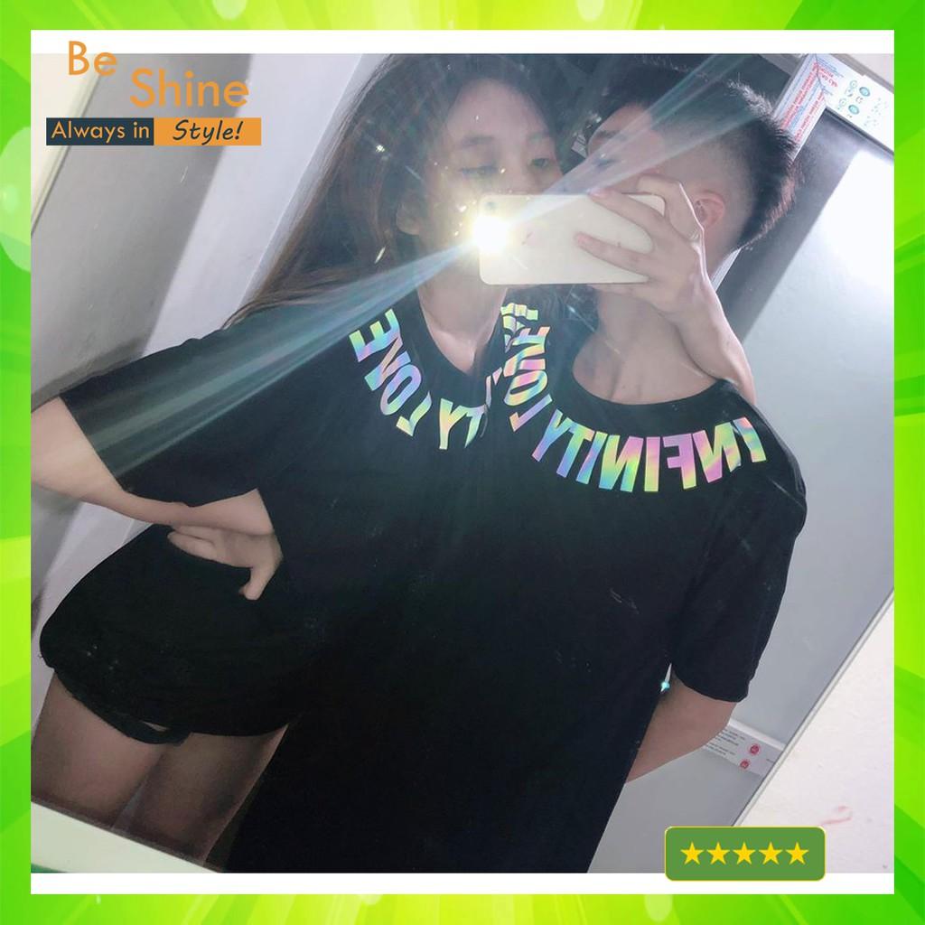 Áo Thun Unisex Infinity Love Phản Quang 7 Màu Form Rộng Thời Trang Nam Nữ Phong Cách Hàn Quốc