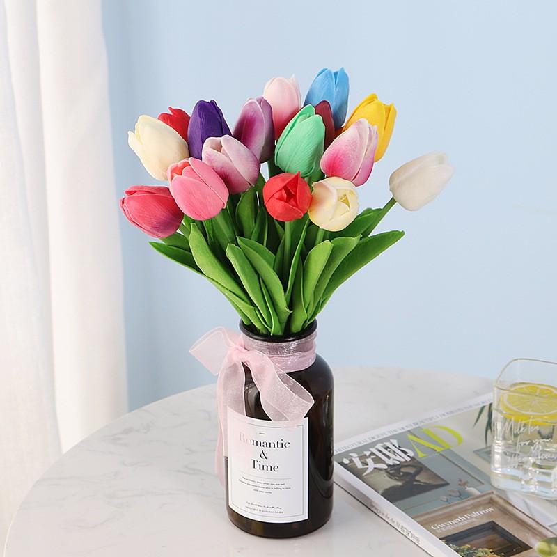 Combo 10 Bông Hoa Tulip giả PU cao cấp - Hoa lụa trang trí tuyệt đẹp - Hoa giả để bàn