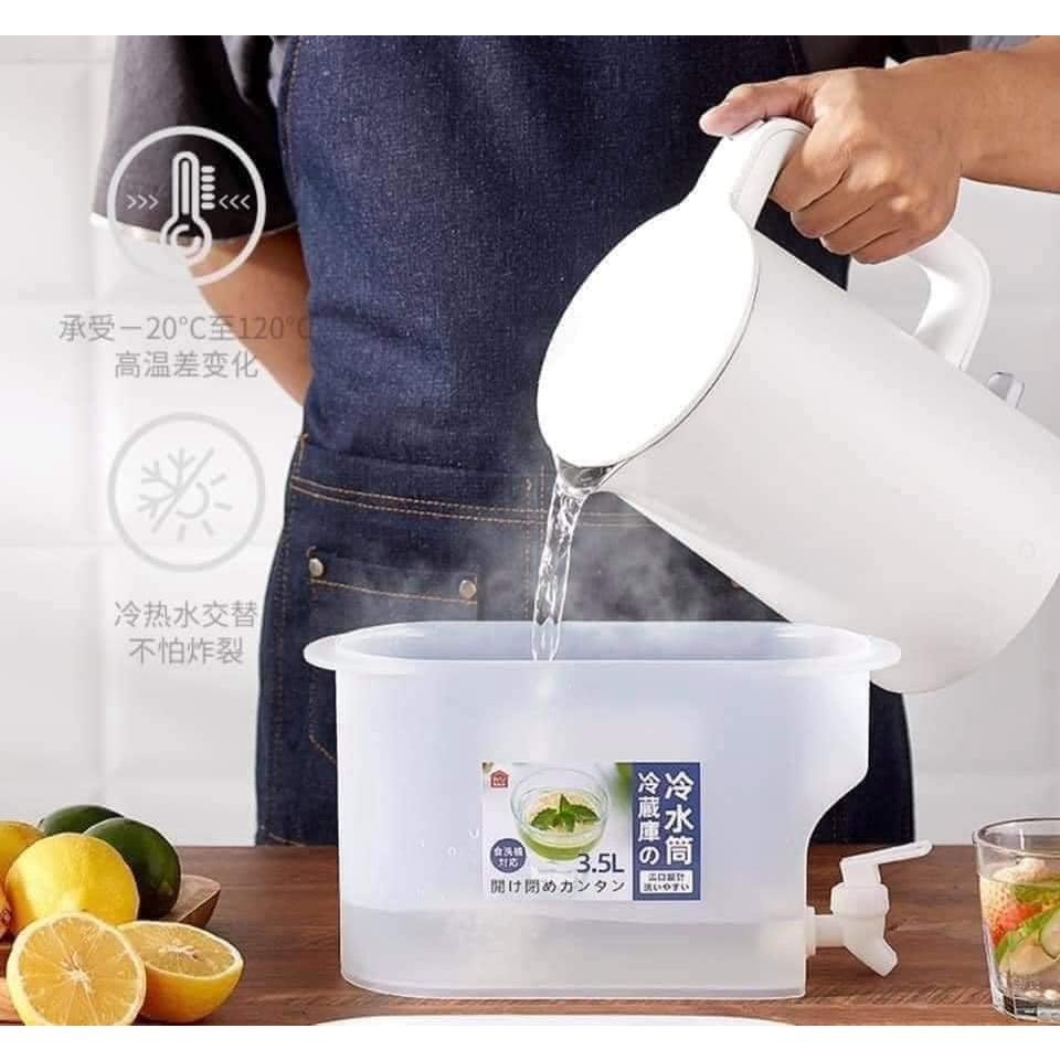 Bình nước có vòi, bình đựng nước để tủ lạnh cỡ lớn dung tích 3.5L bằng nhựa cao cấp hàng xuất Nhật