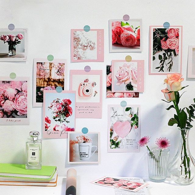 Set thiệp postcard tone Hồng decor trang trí phòng cực xinh