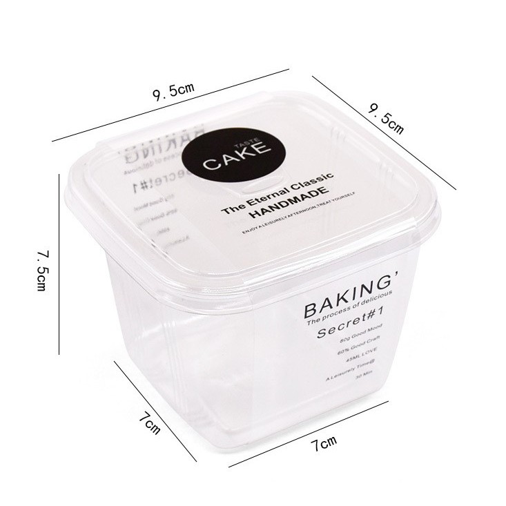 Bộ 50 hộp nhựa đựng Tiramisu vuông HT10-8 kèm nắp