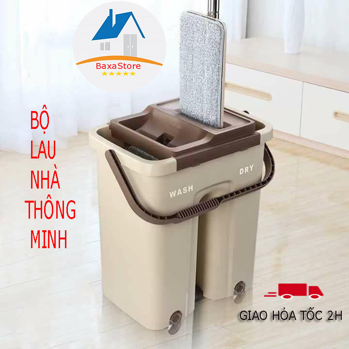 Bộ Cây Lau Nhà Tự Vắt Thông Minh,Chổi Lau Nhà Xoay 360 Độ