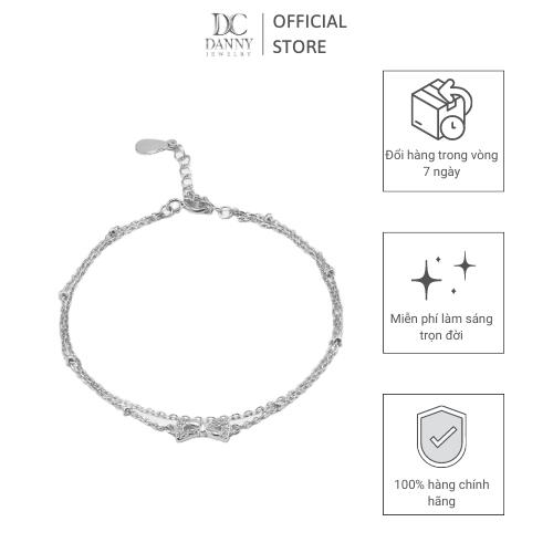 Lắc Tay Danny Jewelry Bạc 925 Xi Rhodium Dây Kép Hình Nơ LACY440