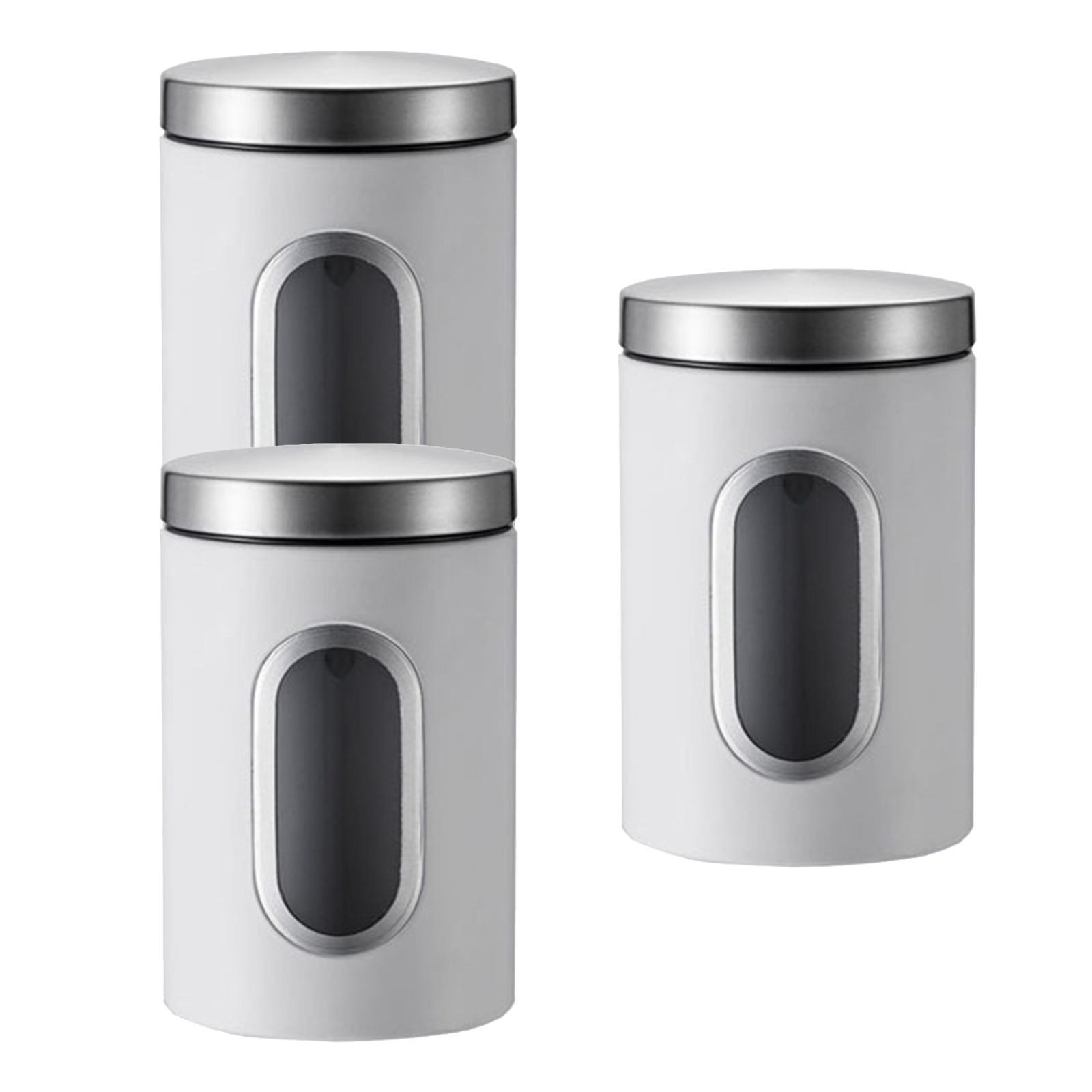 3Pcs Stainless Steel Food Storage Tin Organization with Lid Container