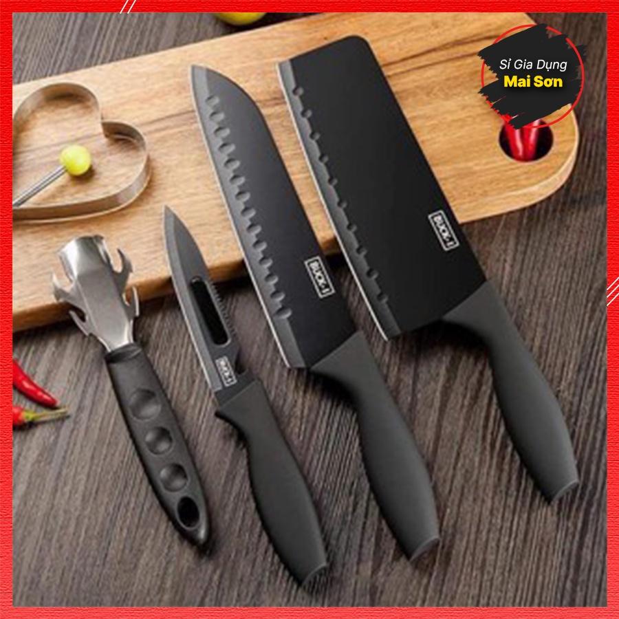 Bộ Dao Nhà Bếp Cao Cấp BUCK-I Bộ Dao Nhật Bản Sang Trọng Chất Liệu Thép Hợp Kim Chống Gỉ Siêu Sắc Bén 5 Món Tiện Lợi