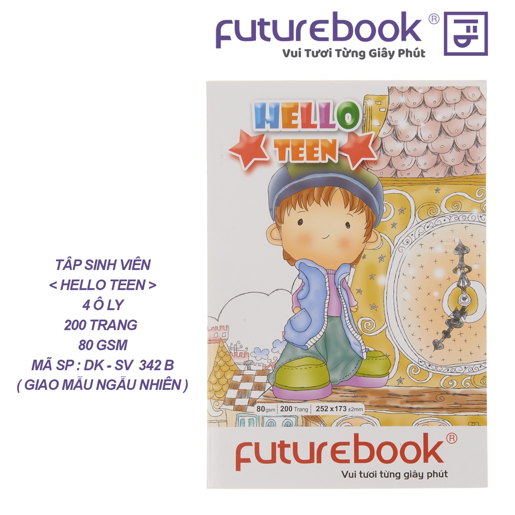 Tập Sinh Viên- Hello Teen- 4 Ô ly- 200 Trang- 80GSM- MSP: SV 4214. Phong cách Chibi. VPP FUTUREBOOK. Giao mẫu ngẫu nhiên