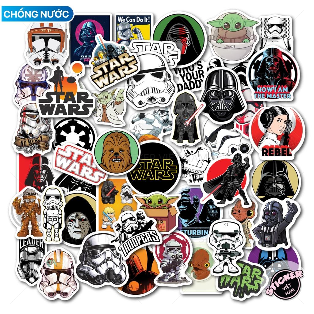 Sticker in hình STAR WARs  - Dán Trang Trí - Chất Liệu PVC Cán Màng Chất Lượng Cao Chống Nước, Chống Nắng, Không Bong Tróc Phai Màu