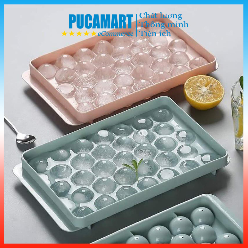 Khay Làm Đá Viên Tròn, Khuôn Thạch Bi Nhựa Tròn, Khay Đá 33 Viên, Khay Làm Rau Câu, Thạch - PucaMart