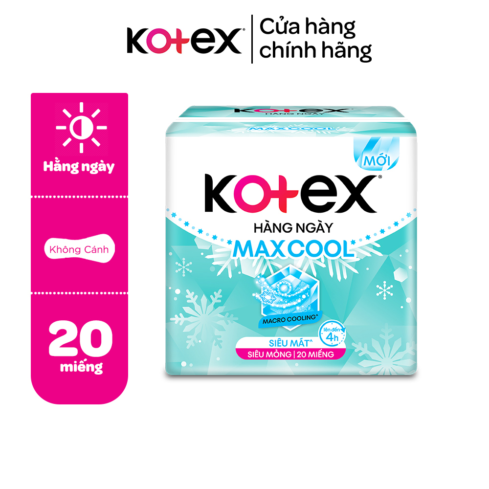 Băng vệ sinh Kotex Maxcool hằng ngày kháng khuẩn 20 miếng