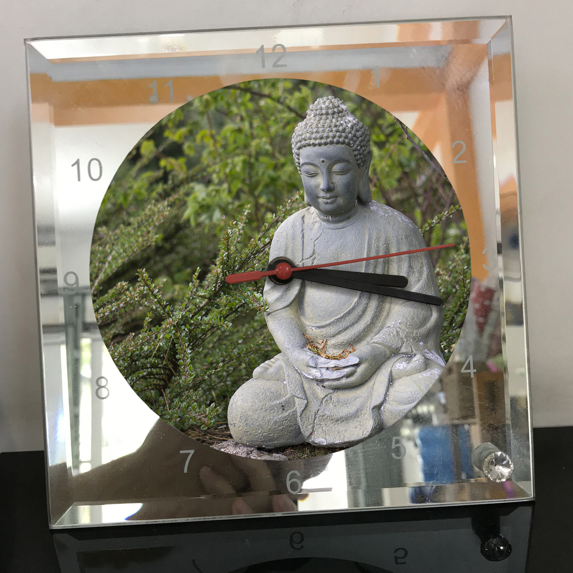 Đồng hồ thủy tinh vuông 20x20 in hình Buddhism - đạo phật (99) . Đồng hồ thủy tinh để bàn trang trí đẹp chủ đề tôn giáo