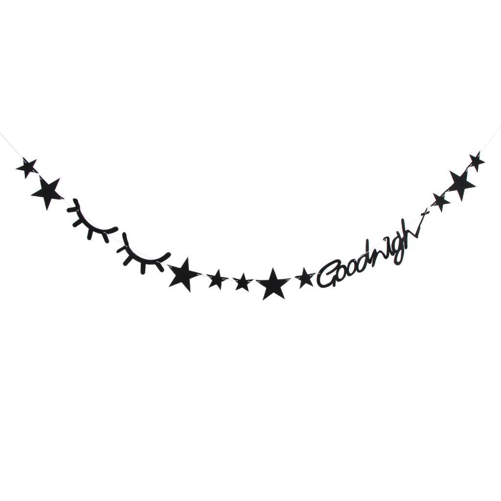 Star Eyelashes Flags Bunting Goodnight Banner Kids Birthday Party Decor