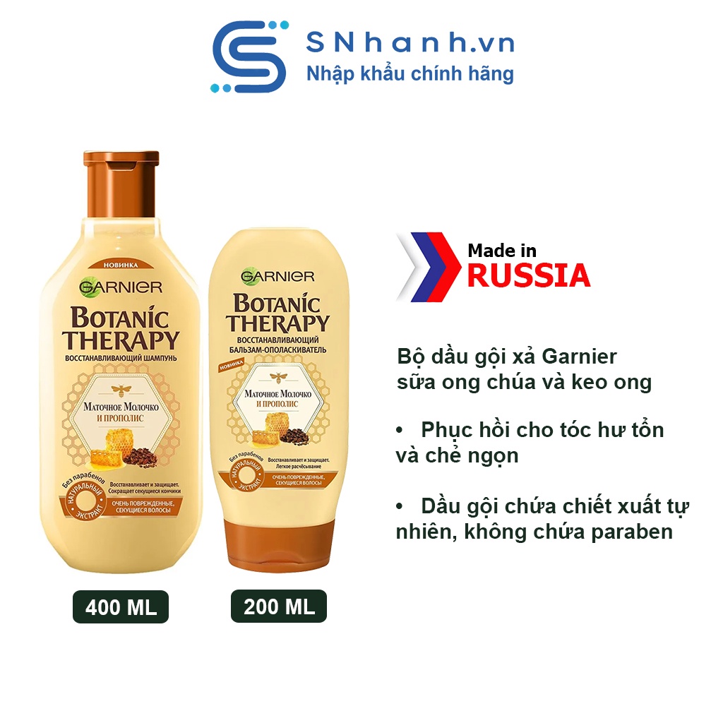 Bộ gội xả Garnier sữa ong chúa và keo ong phục hồi cho tóc hư tổn và chẻ ngọn