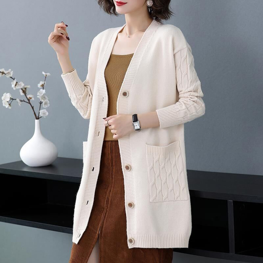 Áo len cardigan dáng dài len mềm phong cách Hàn Quốc freesize