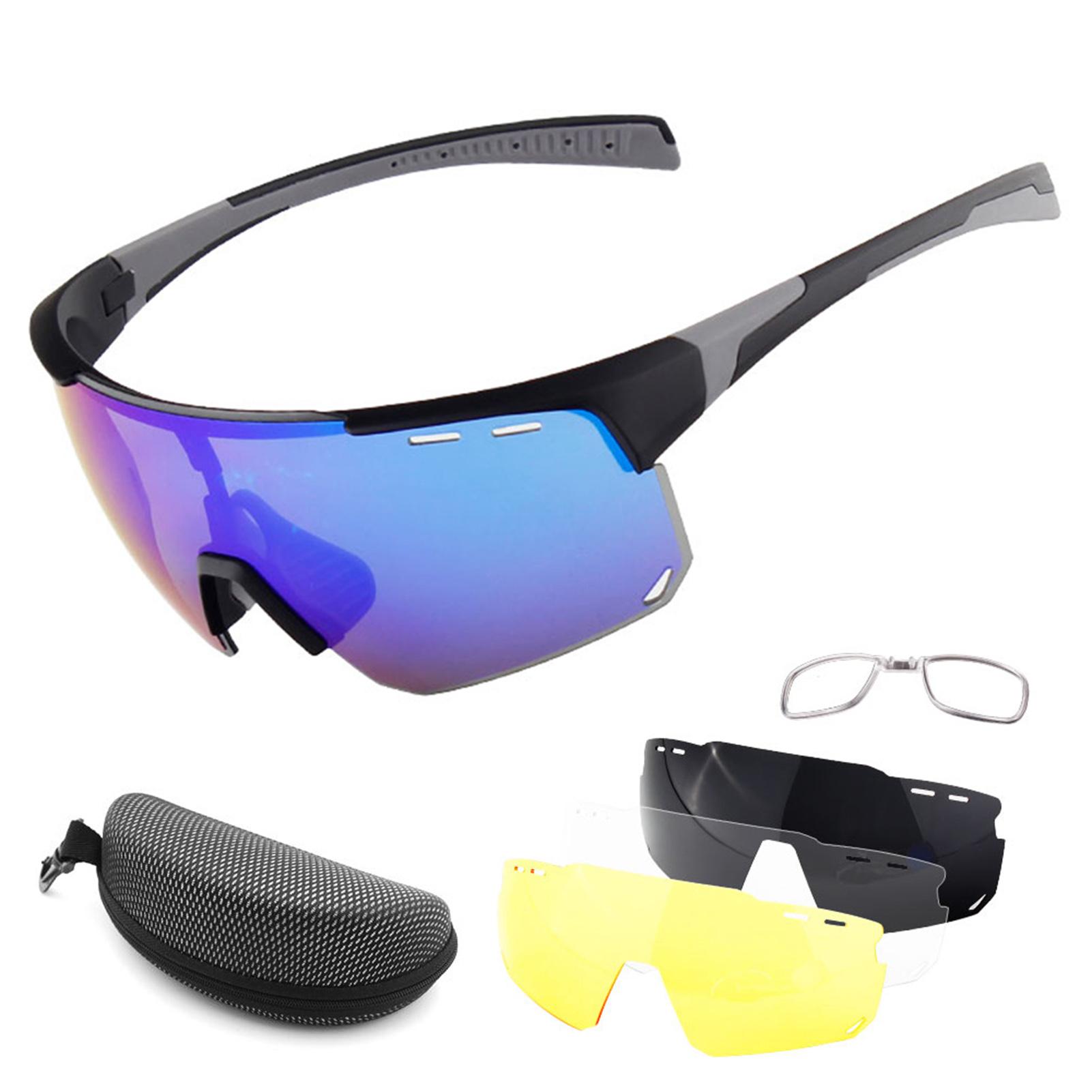 Kính đi xe đạp với 3 thấu kính dự phòng Kính râm thể thao UV400 Kính râm đi xe đạp MTB dành cho nam giới Nữ chạy bộ Lái xe Câu cá