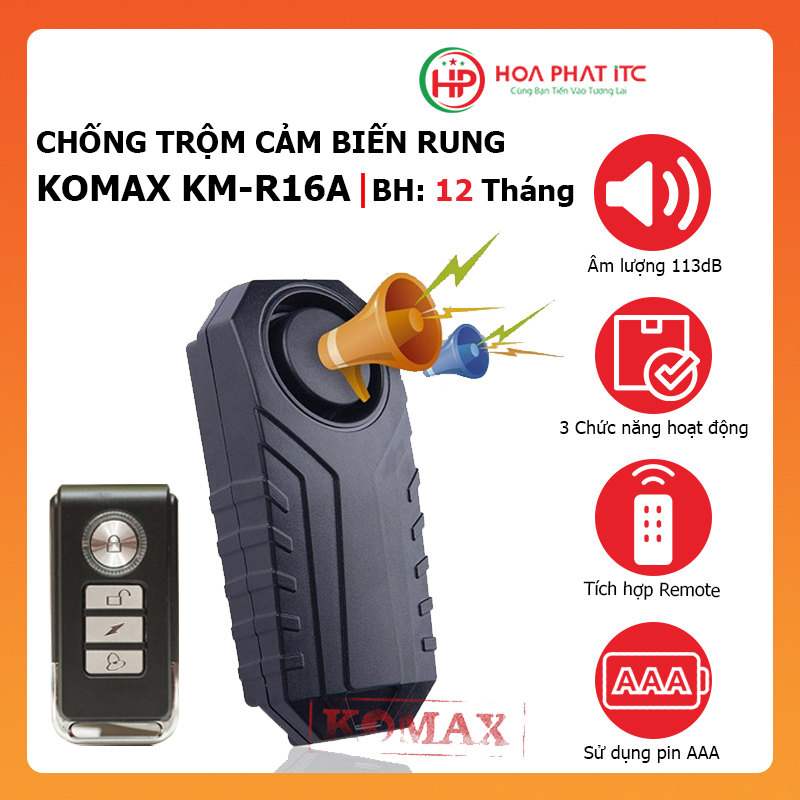 Thiết bị chống trộm cảm biến rung kèm remote Komax KM-R16A - Báo trộm cảm biến rung - Hàng chính hãng