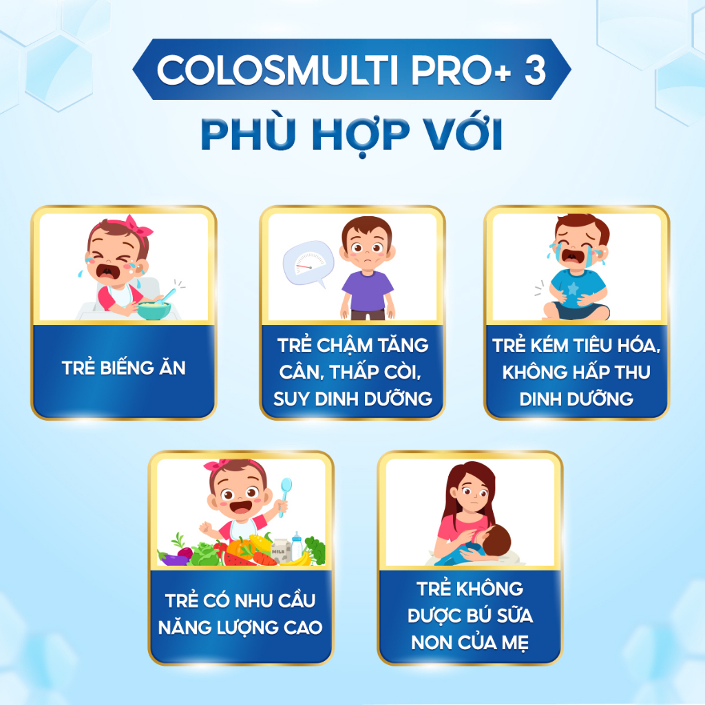 [ HỘP DÙNG THỬ] Sữa Bột Colosmulti Pro+ 3, 2 túi x 20g tăng cường hấp thu, miễn dịch, phát triển thể chất và nhận thức