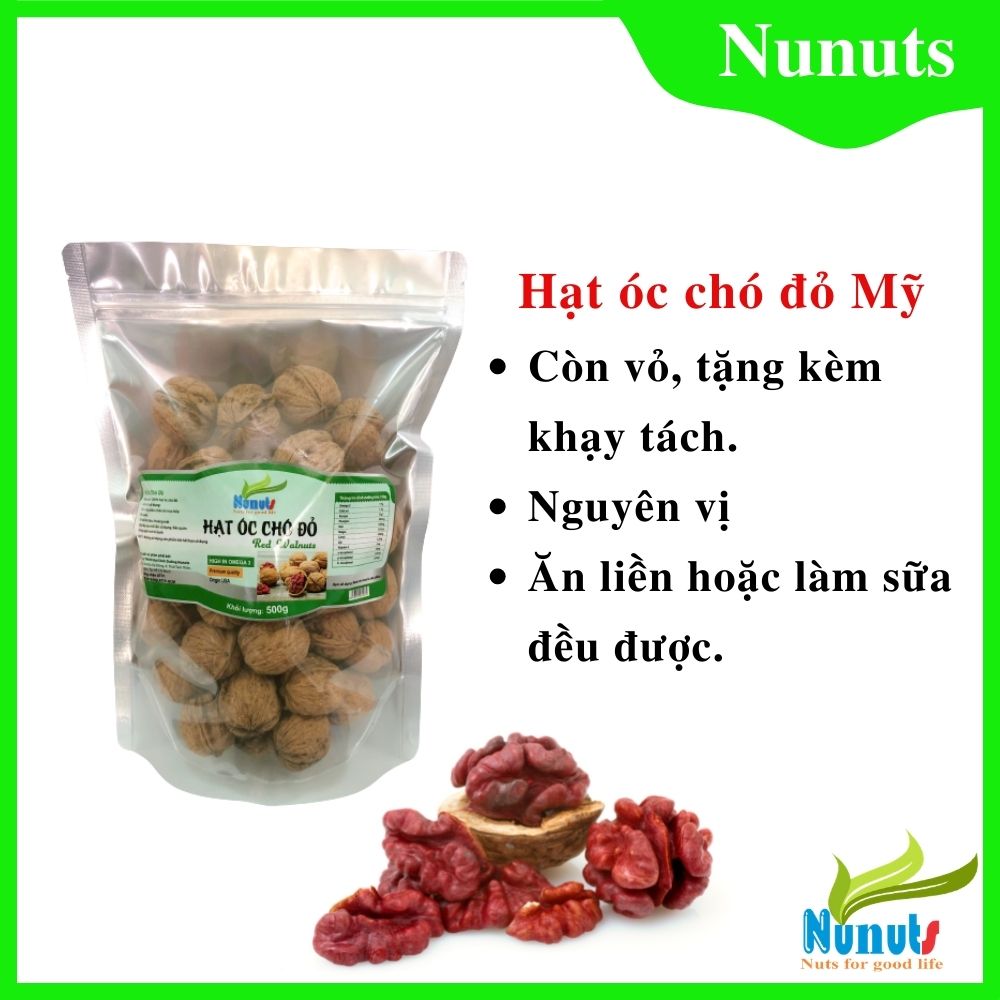 Hạt óc chó đỏ còn vỏ Mỹ, tặng kèm khạy tách vỏ trong túi,hạt vụ mùa mới, không hôi dầu, không chất bảo quản, hạt óc chó hữu cơ cho mẹ bầu hết nghén con thông minh Nunuts