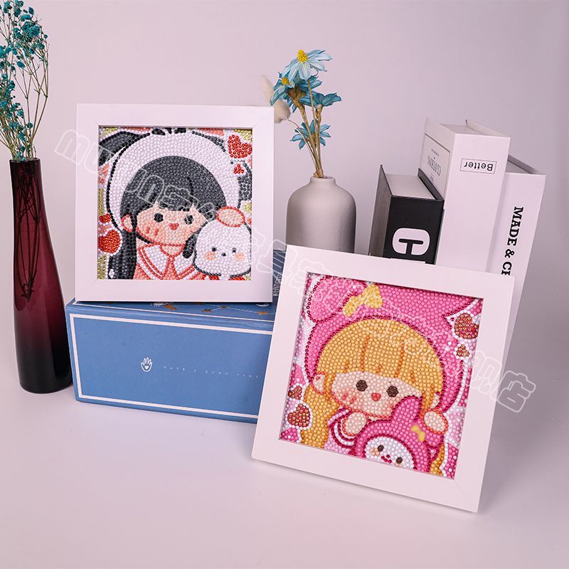 Bộ sticker đính đá trang trí sáng tạo, tranh đính đá cho bé, tranh đá tự đính tự làm đẹp mắt có khung gỗ