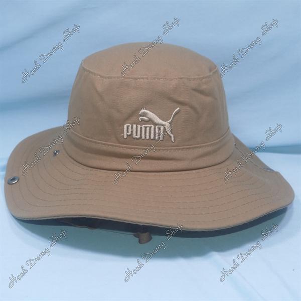 Nón tai bèo nam vành rộng 8 cm thêu chữ Puma con báo - Kaki