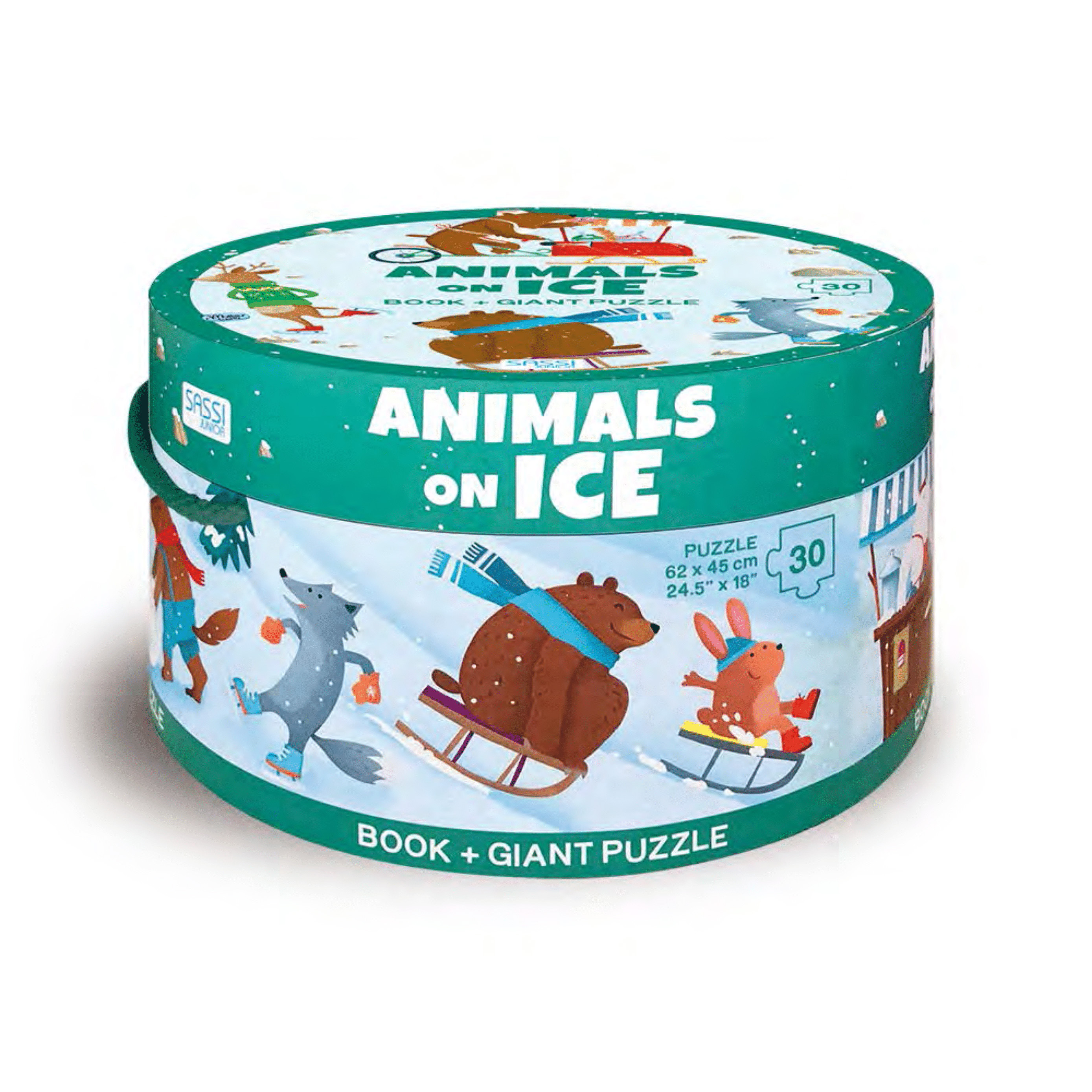 Bộ xếp hình 30 mảnh Động Vật Bắc Cực của hãng SASSI JUNIOR Puzzle Animals on ICE có tặng 1 cuốn sách tiếng Anh