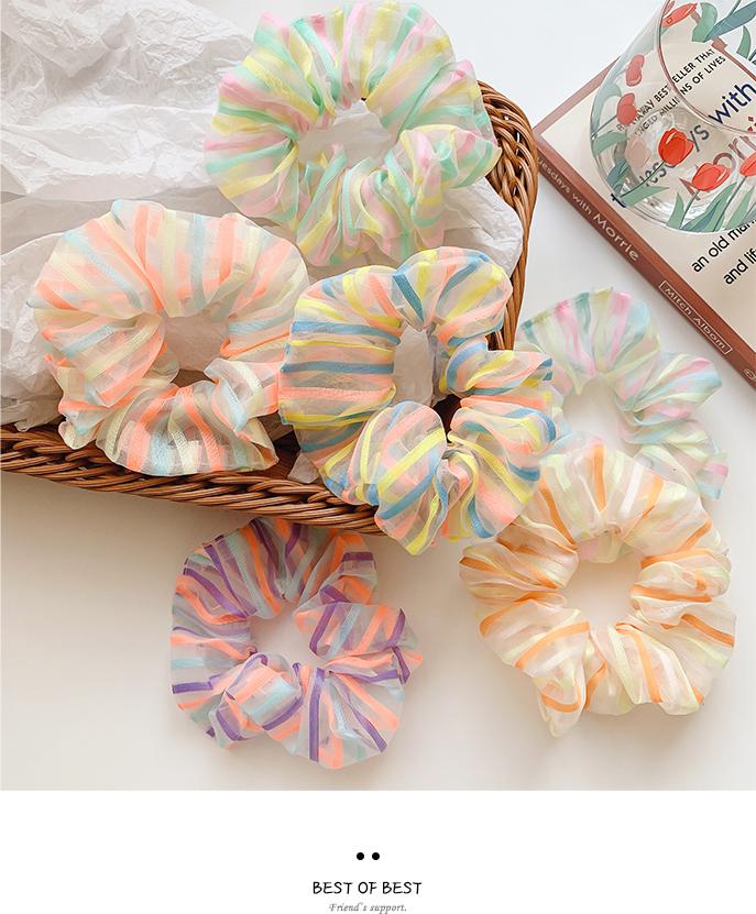 Dây buộc tóc Scrunchie kẻ ngang mầu sắc dễ thương HD83