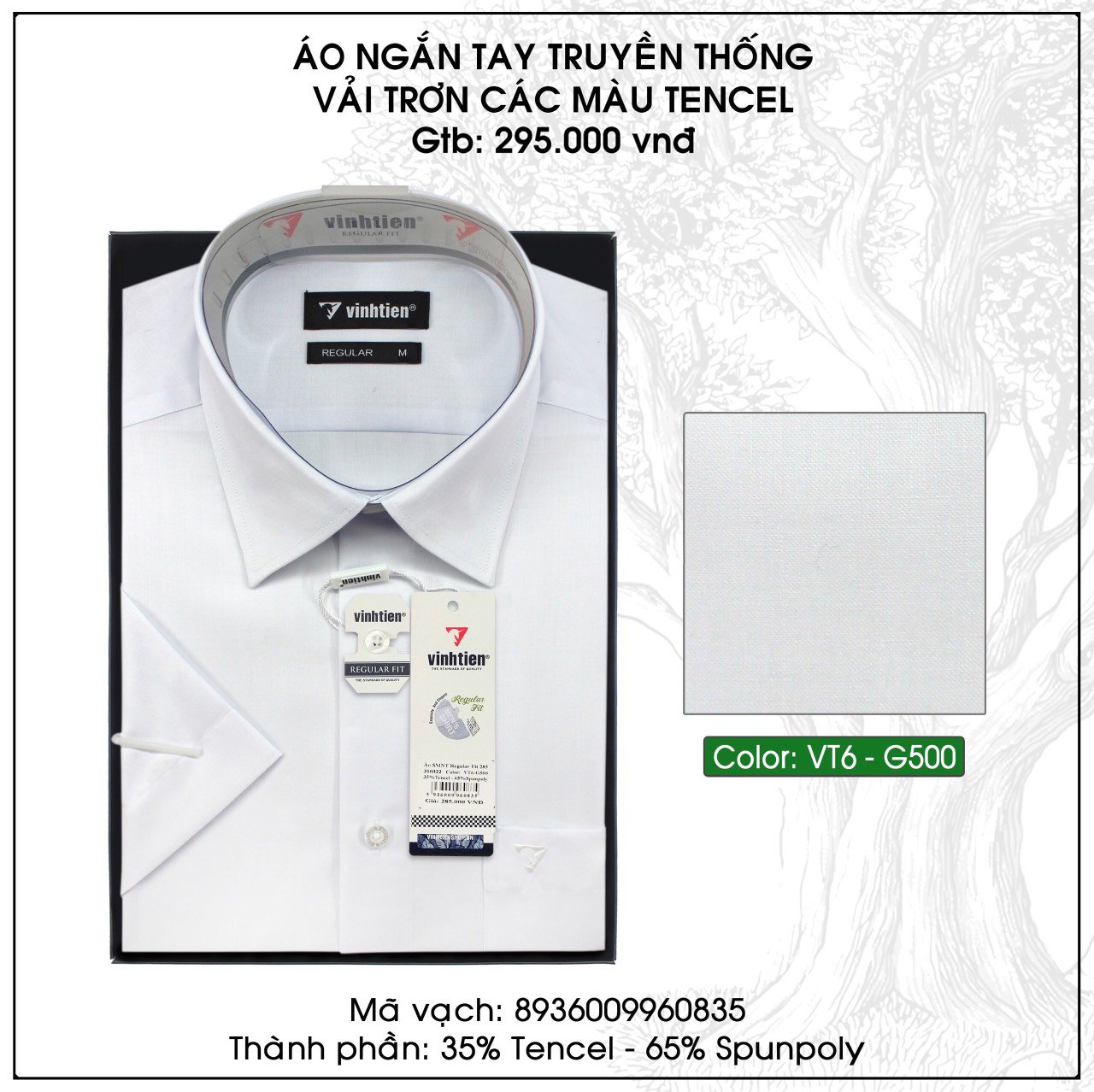 Áo Sơ Mi Ngắn Tay Vải Màu TC Regular Fit 295 Vĩnh Tiến - Vạt bầu - VM6-G500