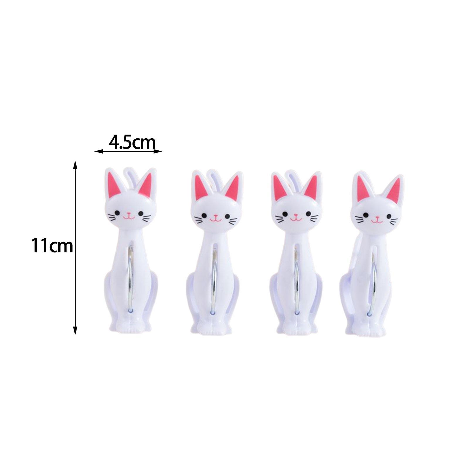 4x Cat Cartoon Clip Clothes Pin Durable Drying Rack Hanging Pegs Clamps for Laundry Camping