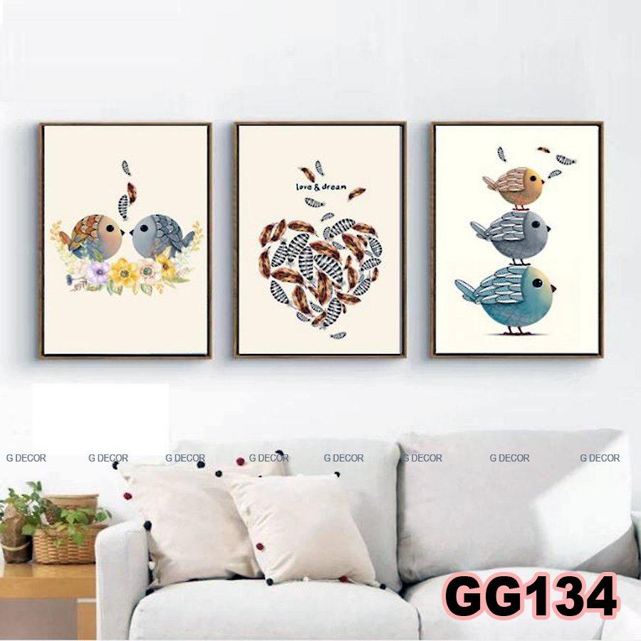 Tranh treo tường canvas khung gỗ 3 bức phong cách hiện đại Bắc Âu tranh decor trang trí phòng khách phòng ngủ spa 47