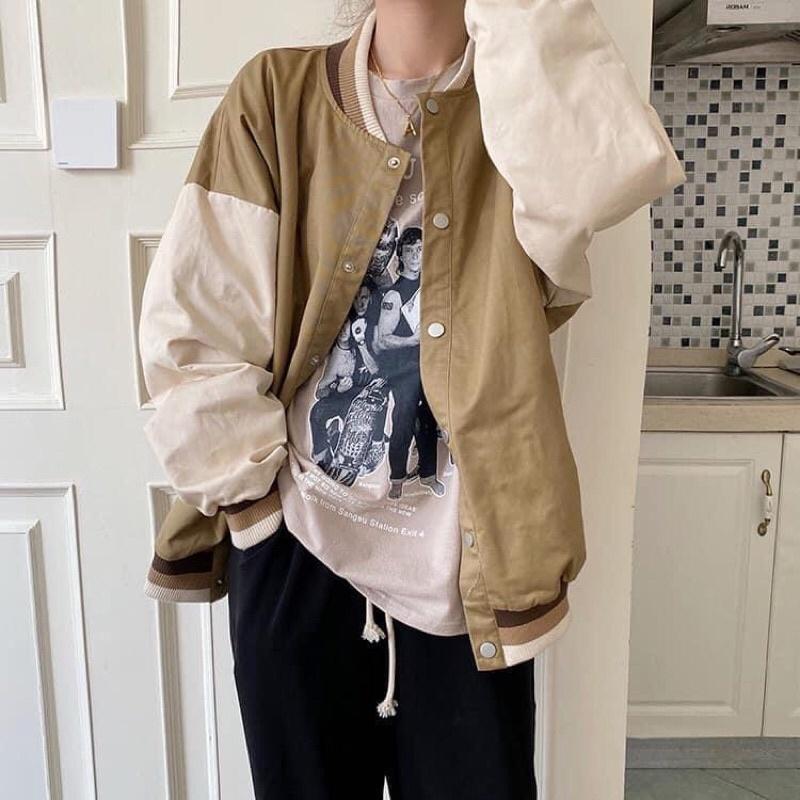 Áo bomber pha tay 2 màu