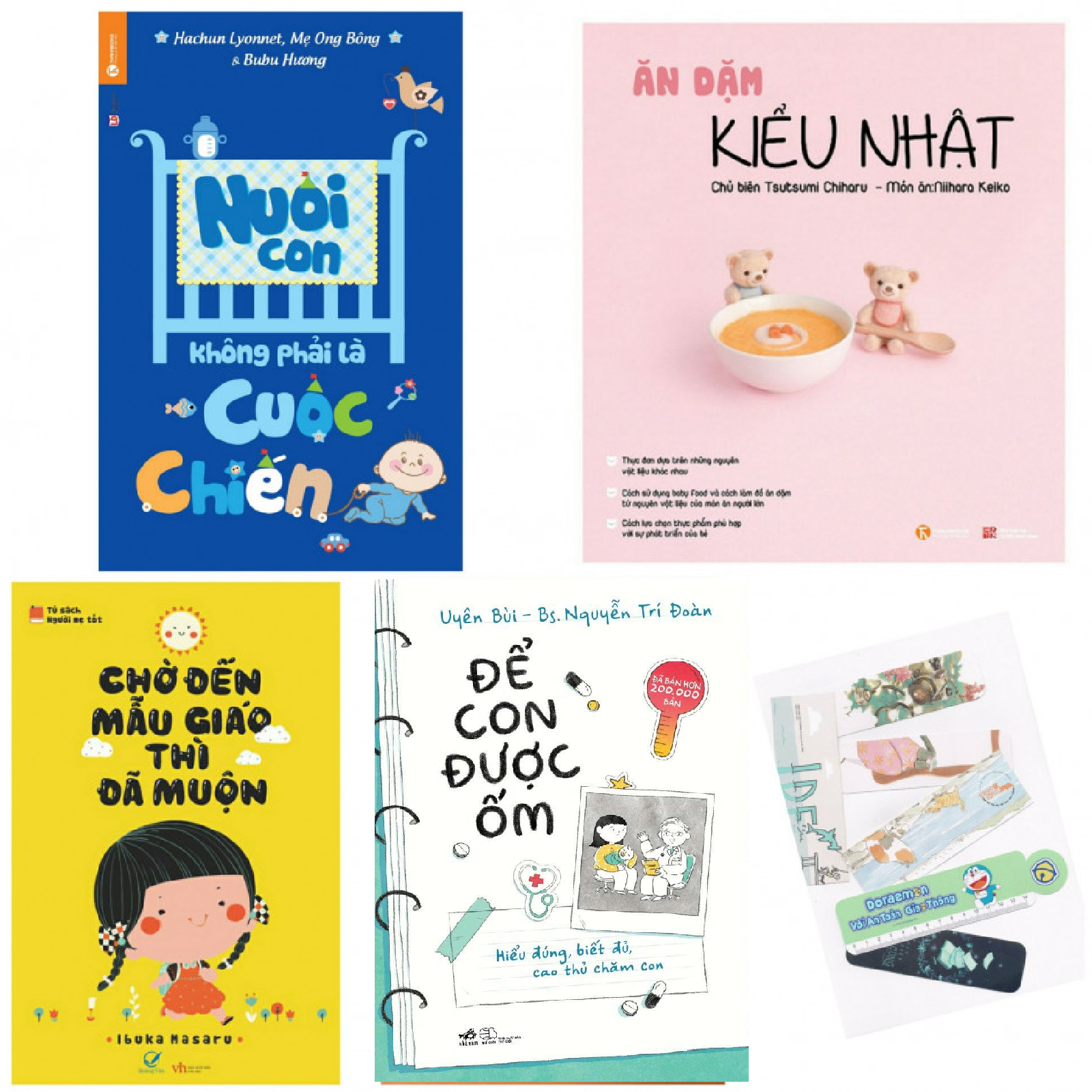 Combo Nuôi con không phải là cuộc chiến  Ăn dặm kiểu Nhật  Chờ đến mẫu giáo thì đã muộn  Để con được ốm – Tặng kèm bookmark PĐ