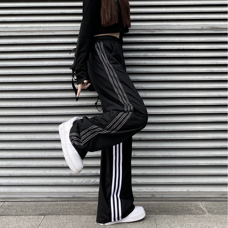 Quần Thun Dài Phối Sọc Ống Rộng, Jogger Line Ống Suông Ulzzang Unisex Dáng Rộng - MM