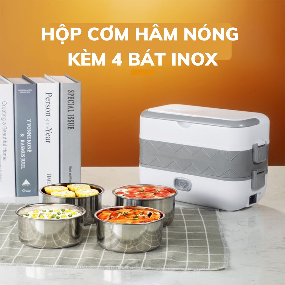 Nồi cơm điện mini 2 tầng Cooking  dễ dàng nấu cơm, các món luộc, hấp,, nấu canh.... Hộp cơm văn phòng cắm điện hâm nóng cơm và thức ăn tự động mẫu mới