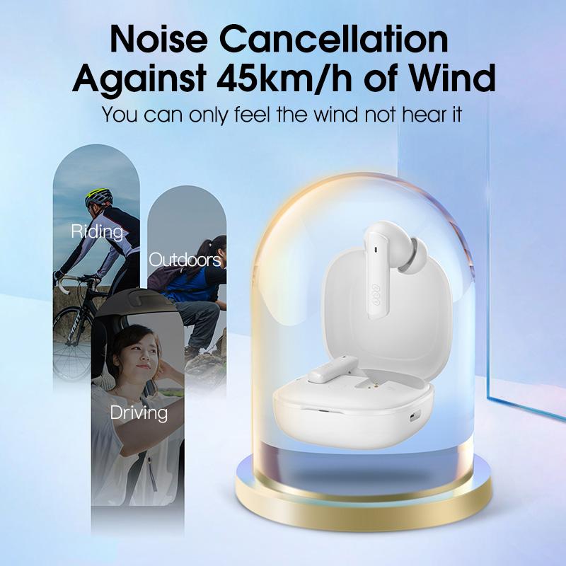 Tai nghe không dây QCY HT05 ANC Khử tiếng ồn 40dB Tai nghe Bluetooth 5.2 6 Mic ENC HD Gọi TWS Chế độ trong suốt Màu sắc: HT05 Trắng