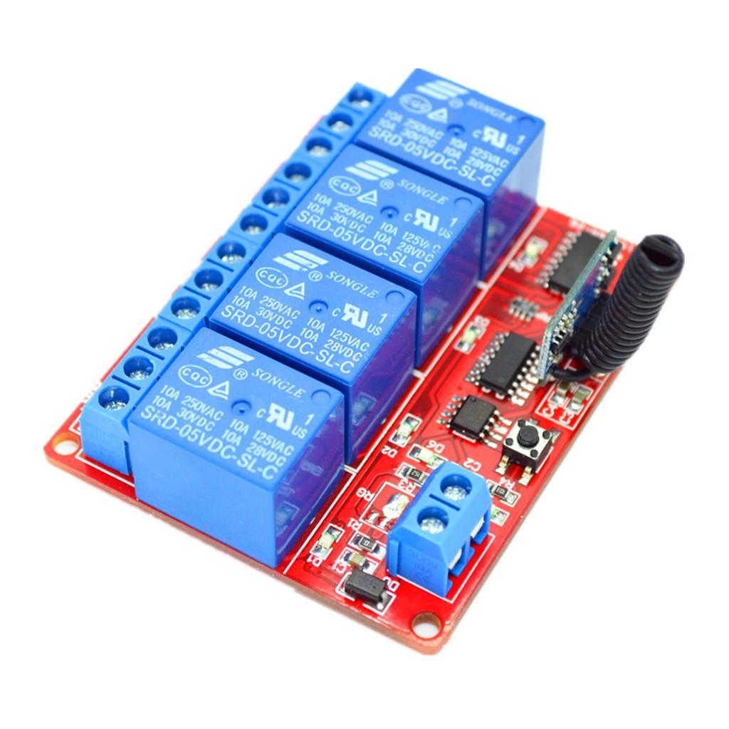5V 4-CH Relay Board Learning Module with Remote Control Switch Kit 433Mhz