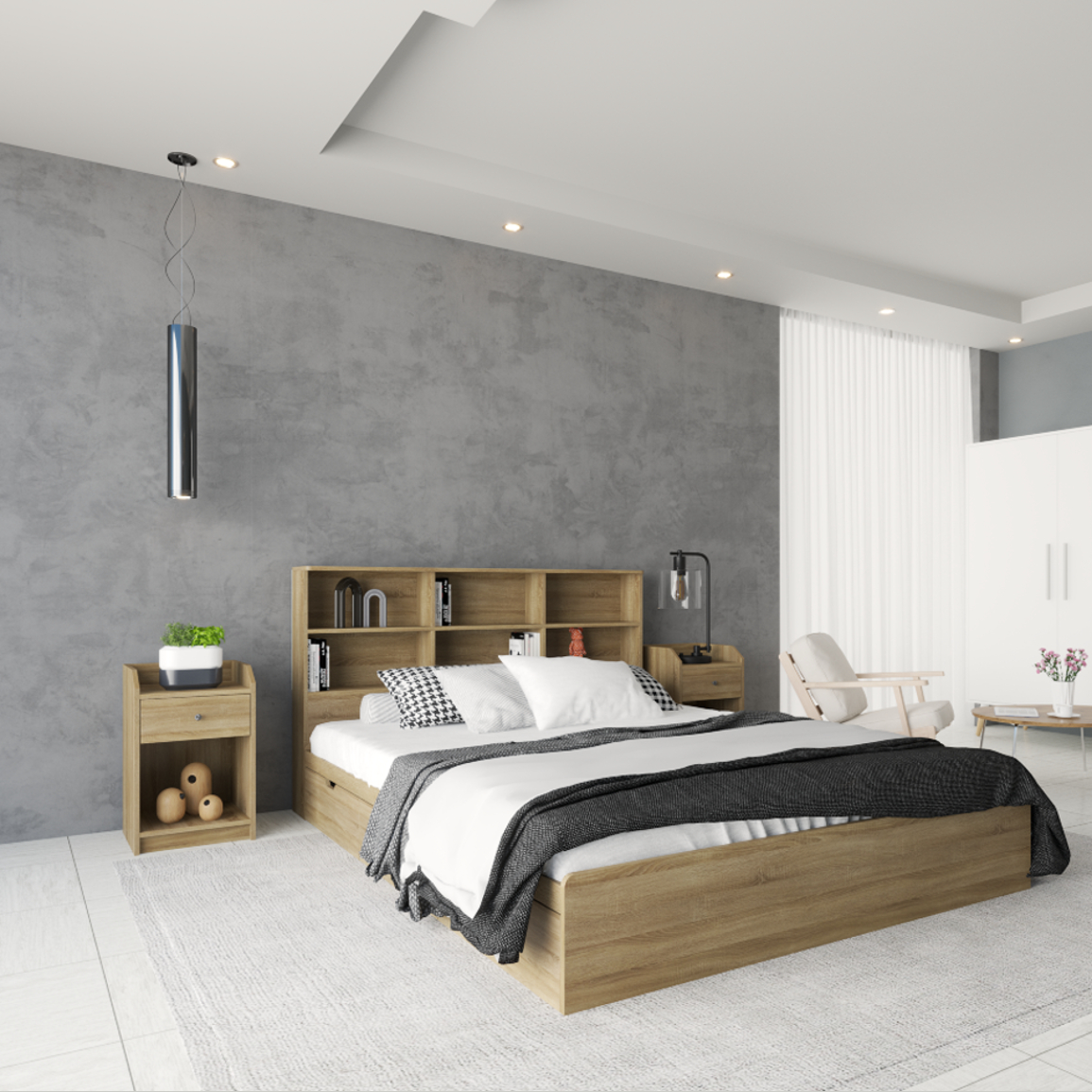 BONY, Giường ngủ 3 ngăn kéo - kệ đầu giường, GNG_021, GNG_022, GNG_023, GNG_024